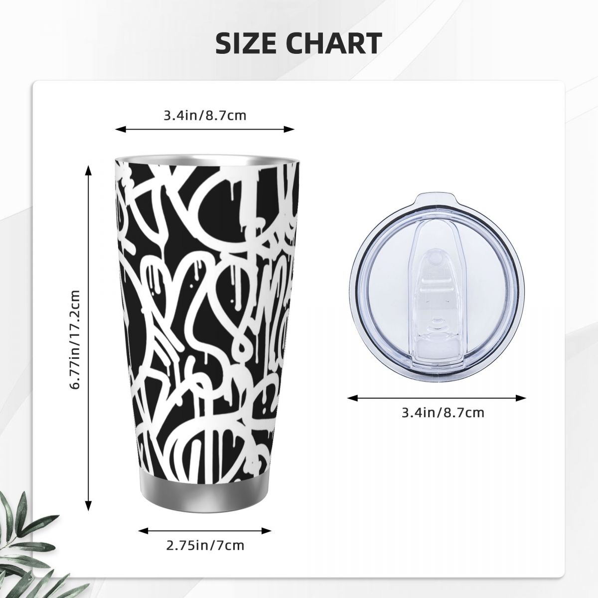 Black And White Graffiti Stain – Tumbler 20Oz White Bewertung und Preis