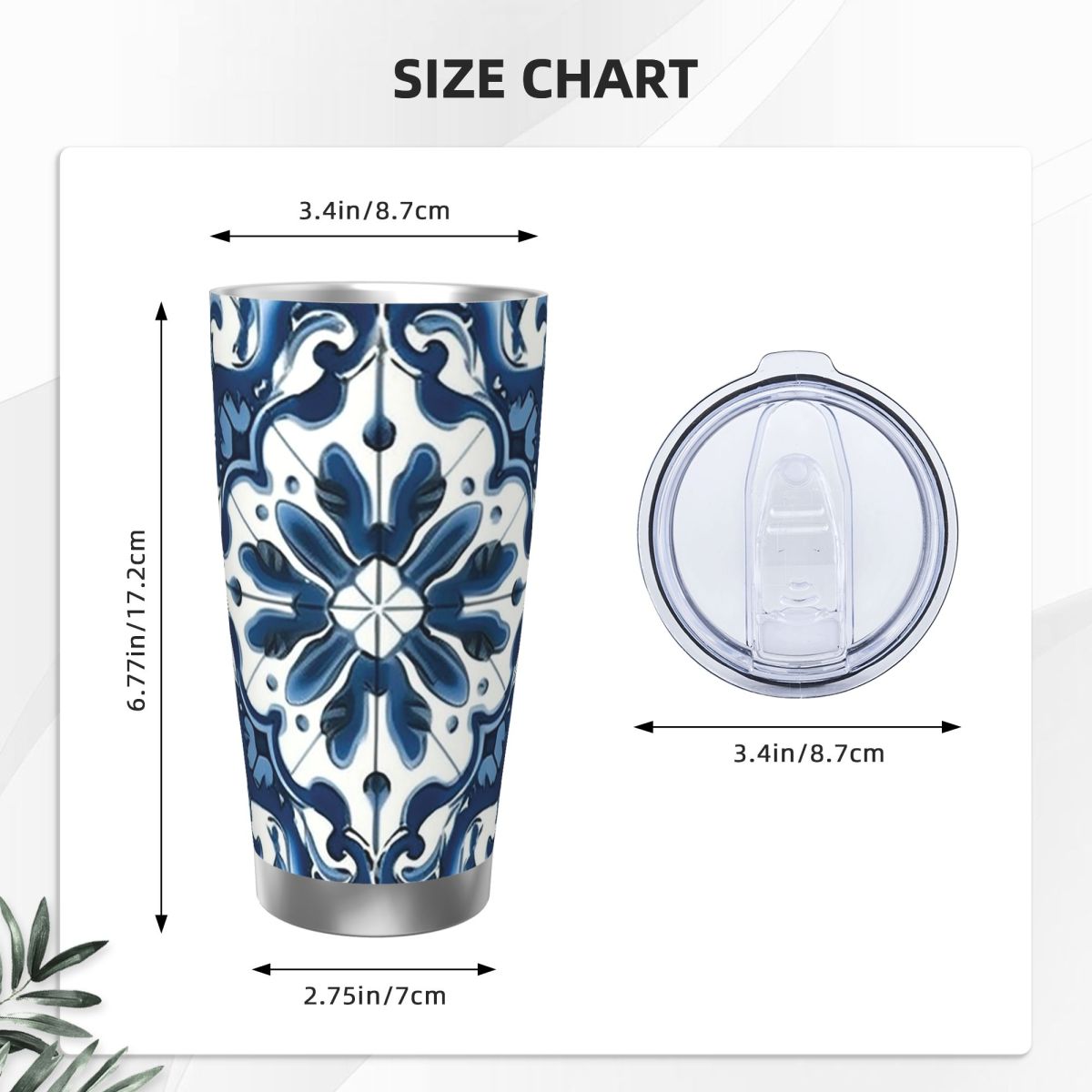 Blue And White Majolica Patter – Tumbler 20Oz White Bewertung und Preis