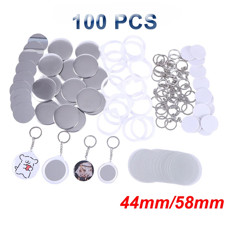 New 100PCS Key Ring Mirror Bla – Button Badge Blank Bewertung und Preis