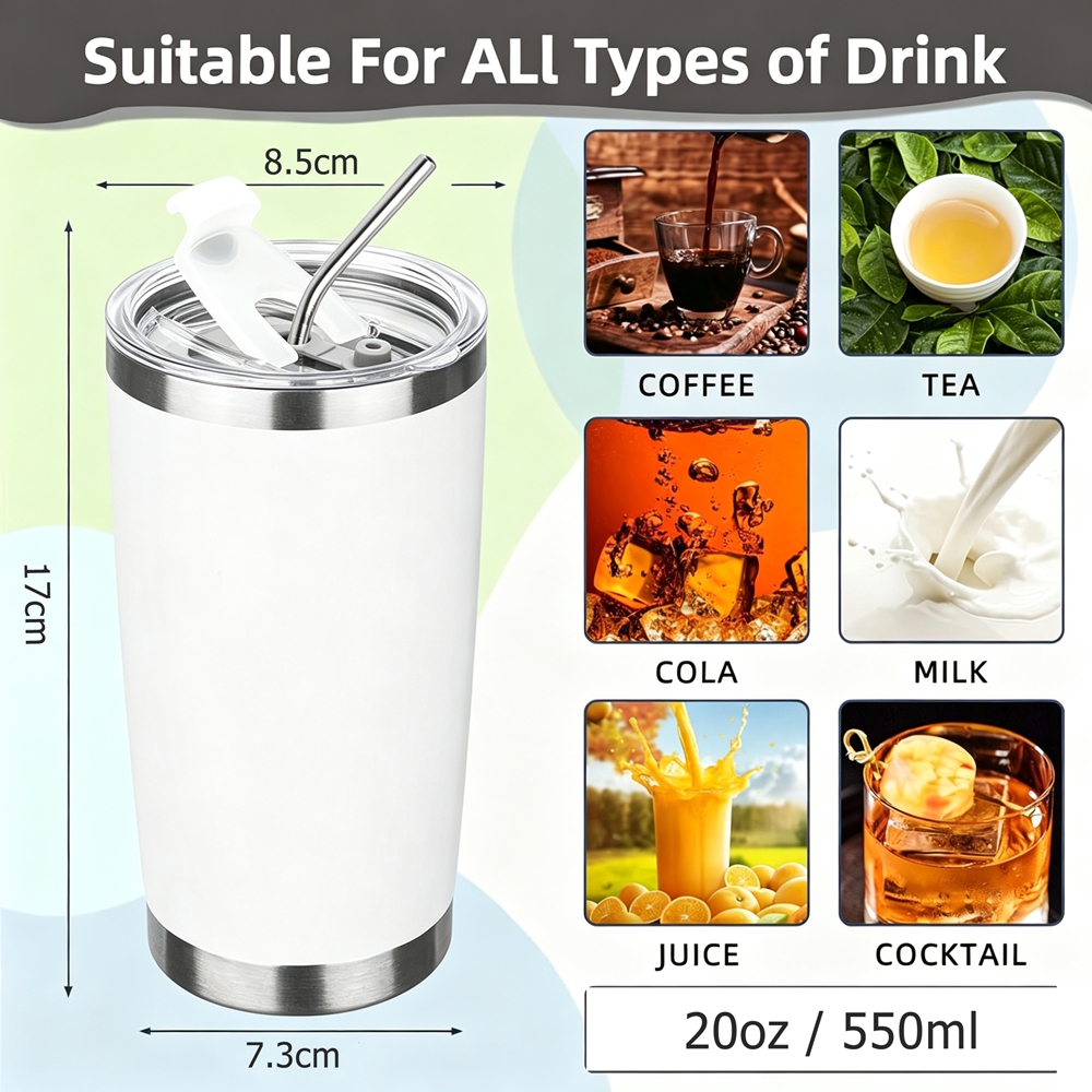 20oz Tumbler Mug with Lid and  – Tumbler 20Oz White Bewertung und Preis